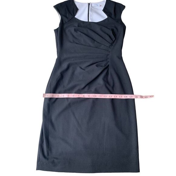 Calvin Klein Side Ruched Cap Sleeve Classic Black Mini Sheath Dress - Picture 10 of 12